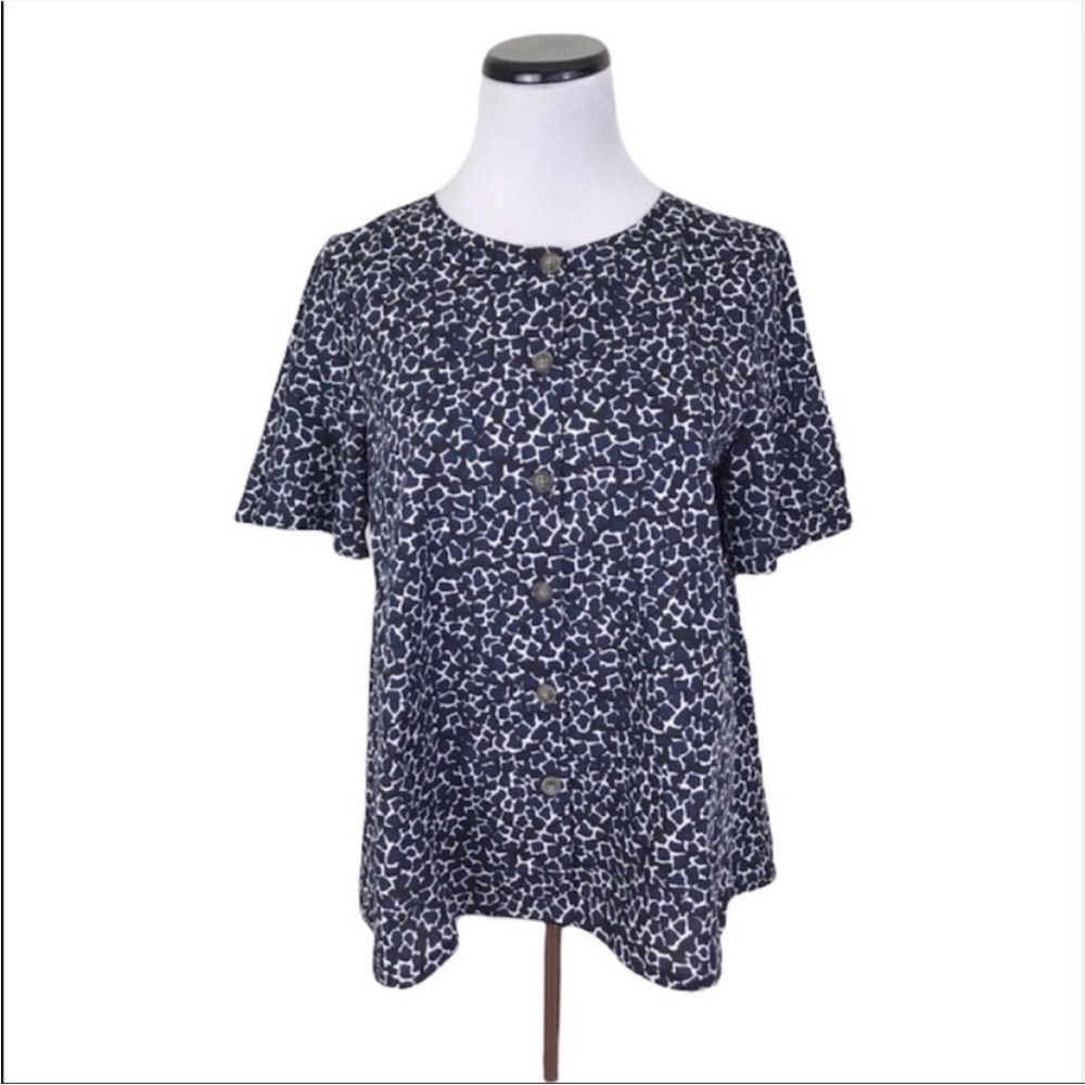 Who What Wear Short Sleeve Button Front Blouse Top Cotton Size Small